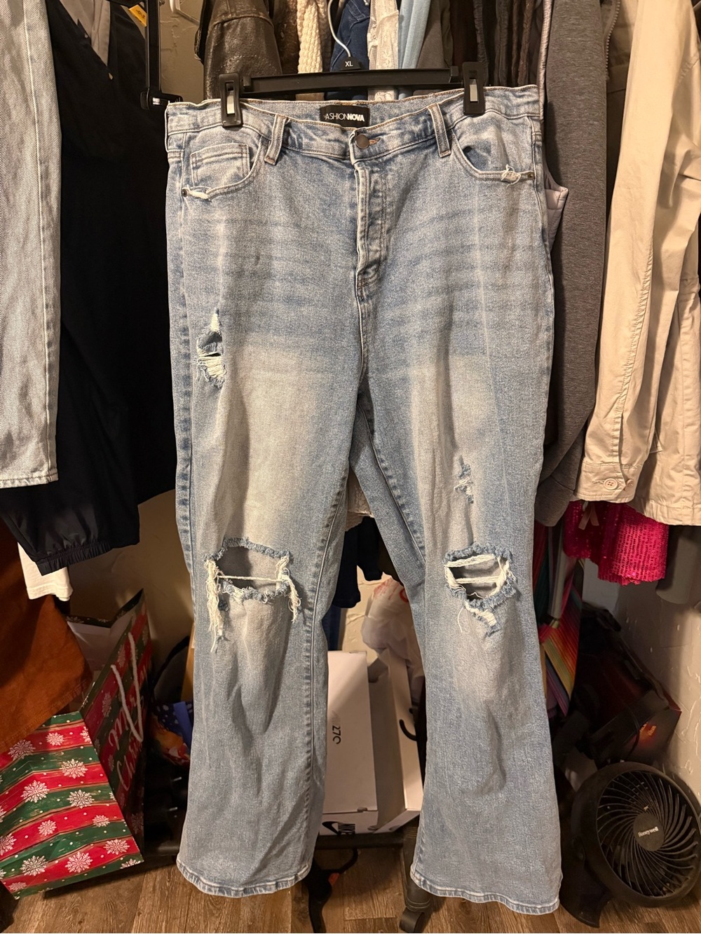 Fashion Nova Light Wash Distressed Boyfriend Jeans